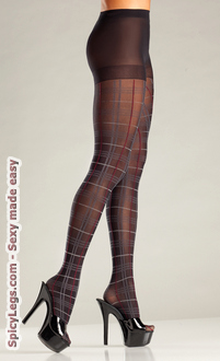 Plaid Pantyhose with Red Accent