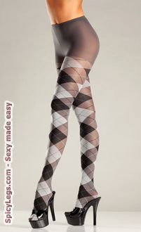 Grey and Black Argyle Tights
