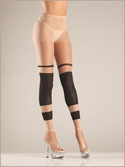 Sheer block stripe footless tights
