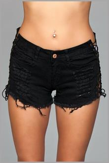 Looped In Distressed Shorts - Black