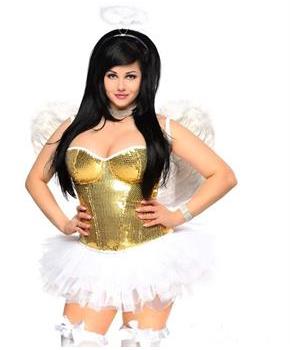 Gold Glitter Angel Corset Costume