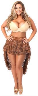 Brown Lace High Low Skirt