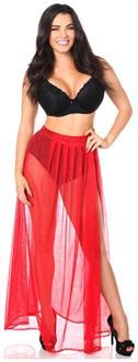 Red Sheer Glitter Skirt