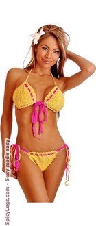 Two-Tone Crochet Pucker Back Bikini