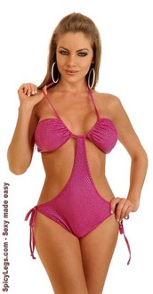 Pink Foil Dot Pucker Back Monokini