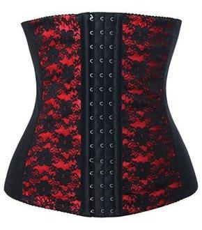 Red and Black Lace Steel Boned Elastic Waist Trainer