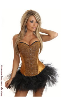 Bronze Sequin Burlesque Corset and Pettiskirt