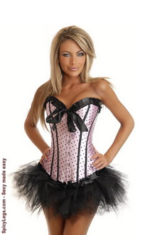 Pink Burlesque Polka Dot Corset and Pettiskirt
