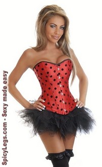 Pin-Up Ladybug Burlesque Corset and Pettiskirt