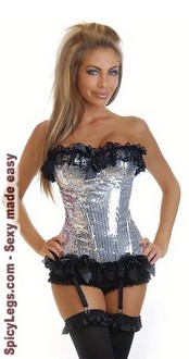Silver Sequin Pin-Up Burlesque Corset