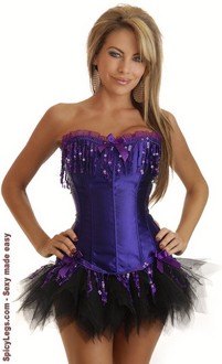 Purple Sequin Burlesque Corset and Pettiskirt