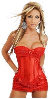Red Burlesque Corset and Skirt Set