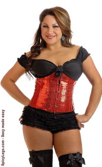 Plus Size Red Sequin Underbust Corset