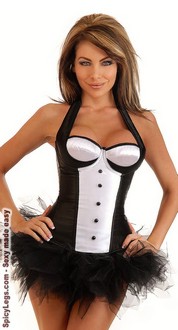 Halter Underwire Tuxedo Corset and Pettiskirt