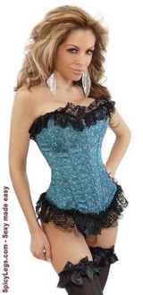 Floral Brocade Strapless Ruffled Corset