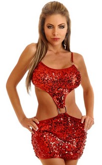 Red Sequin Mini Dress