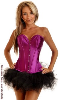Purple Strapless Steel Boned Corset and Pettiskirt