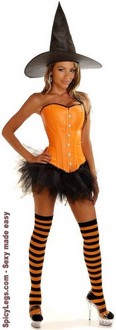4 PC Orange Pin-Up Witch Costume