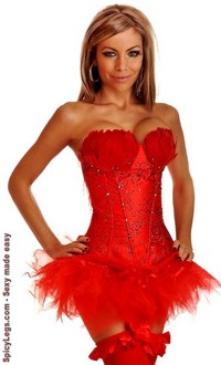 Burlesque Feather Embroidered Corset and Pettiskirt