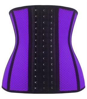 Breathable Hole Purple Steel Boned Latex Shaper Waist Training Corset
