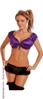 Purple Satin Peasant Top