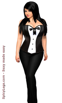 Lavish Plus Size Tuxedo Button Corset Top