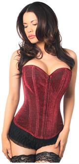 Lavish Red Glitter Front Zipper Corset