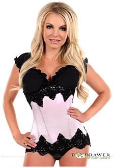 Top Drawer Ivory Beaded Underbust Steel Boned Corset