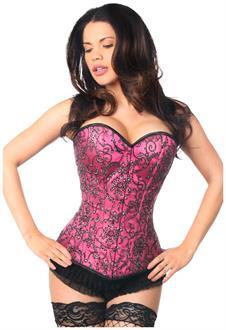 Top Drawer Elegant Fuchsia Embroidered Steel Boned Corset