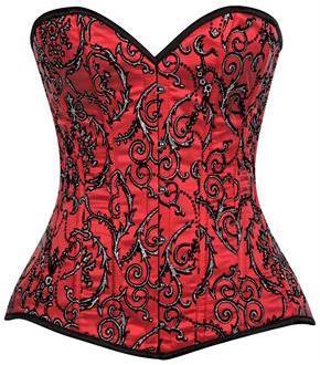Top Drawer Elegant Red Embroidered Steel Boned Corset