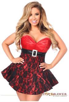 Top Drawer Red Lace Steel Boned Corset Dress