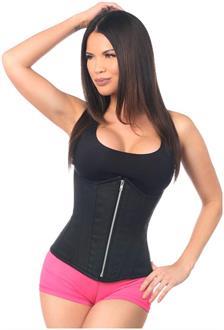 Top Drawer Black Cotton Steel Boned Underbust Corset w/Zipper