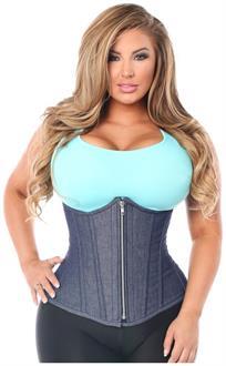 Top Drawer Denim Blue Steel Boned Underbust Corset w/Zipper