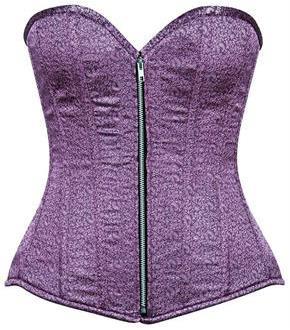 Top Drawer Two-Tone Lavender Brocade Steel Boned Overbust Corset