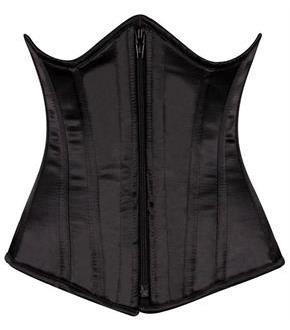 Top Drawer Black Satin Underbust Steel Boned Corset
