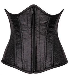 Brown Brocade Steel Boned Corset with Front Zipper
