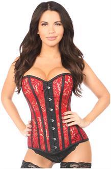 Top Drawer Sheer Red Lace Steel Boned Corset