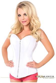 Top Drawer White Satin Steel Boned Corset