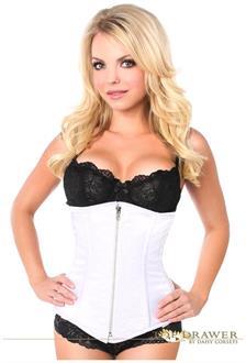 Top Drawer White Satin Underbust Steel Boned Corset