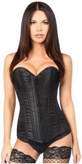 Top Drawer Black Brocade Steel Boned Corset
