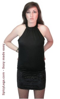 Sequin Strap Black Mini Dress