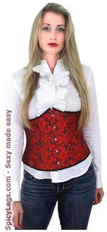 Spicy Red Brocade Underbust Corset Top