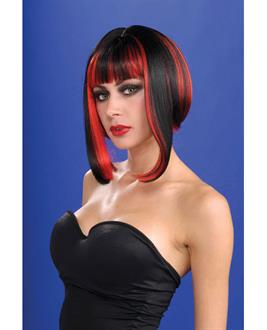 Vixen Wig - Black with Red Streaks