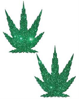 Pastease Green Glitter Marijuana Leaf