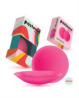 Pastease HALOS Silicone Nipple Covers w/Travel Box - Neon Pink D+ Cup 10 or More Uses