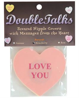 Double talks love you pastie - pink heart with strawberry scent