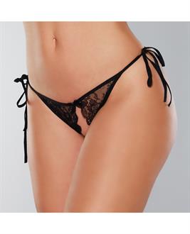 Adore Sugar Tie Side Open Lace Panty Black