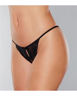 Adore Secrets Double Mini Bow Detail Open Back Lace Panty Black