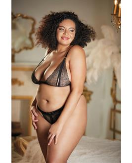 Allure Lace Peek a Boo Bralette and Panty Black