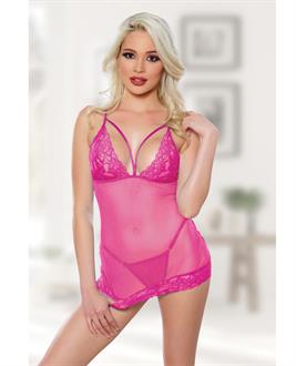 Allure Blush Me Babydoll and G-String Hot Pink